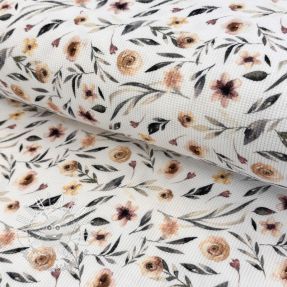 Úplet WAFFLE Flowers white digital print