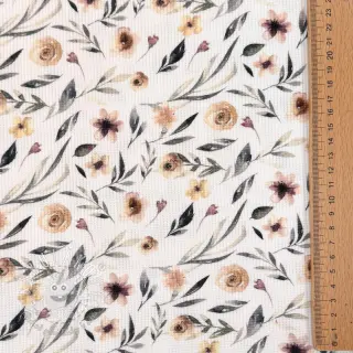 Úplet WAFFLE Flowers white digital print