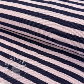 Úplet WAFFLE YARN DYED Stripes navy lilac