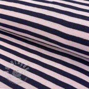 Úplet WAFFLE YARN DYED Stripes navy lilac