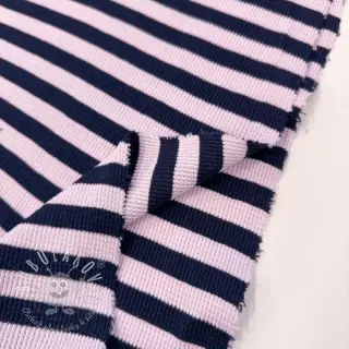 Úplet WAFFLE YARN DYED Stripes navy lilac