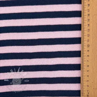 Úplet WAFFLE YARN DYED Stripes navy lilac