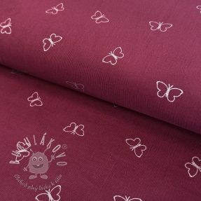 Prací kord GLITTER Butterflies burgundy
