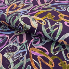 Prací kord Hearts dark purple digital print