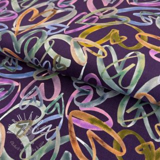 Prací kord Hearts dark purple digital print