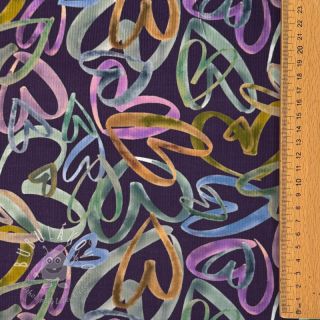 Prací kord Hearts dark purple digital print