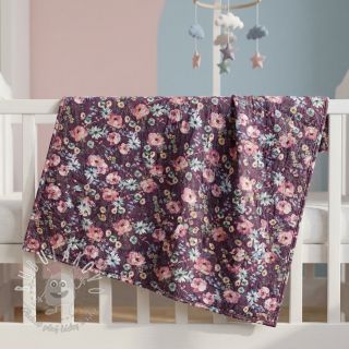 Bavlnená látka Flowers Anabell dark purple digital print