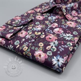 Bavlnená látka Flowers Anabell dark purple digital print
