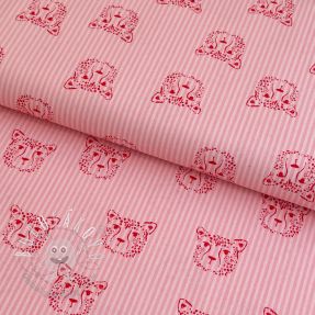 Bavlnená látka Leopard portrait rose