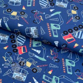 Bavlnená látka Vehicles blue