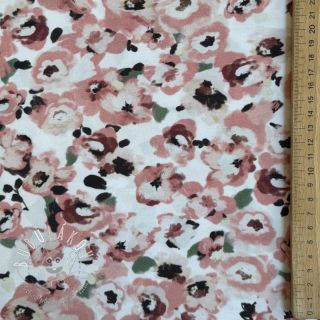Viskóza POPLIN STRETCH Flowers white digital print