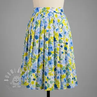 Viskóza STRETCH Flowers off white digital print