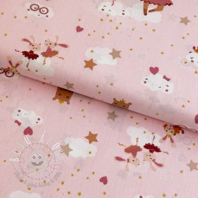 Bavlnená látka Sweet ballerina animals powder ORGANIC