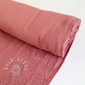 Dvojitá gázovina/mušelín 1-side border blush