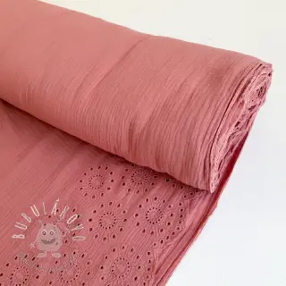 Dvojitá gázovina/mušelín 1-side border blush