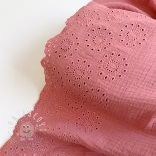 Dvojitá gázovina/mušelín 1-side border blush