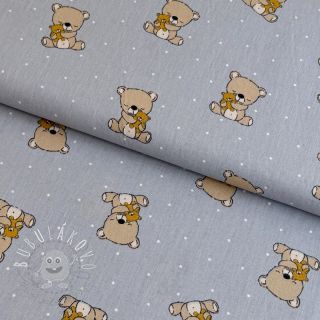 Bavlnená látka Sweet bear light grey ORGANIC