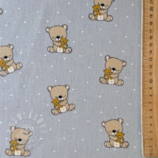 Bavlnená látka Sweet bear light grey ORGANIC