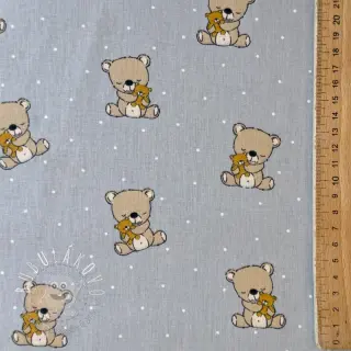 Bavlnená látka Sweet bear light grey ORGANIC