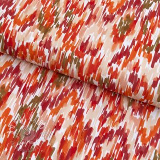 Viskóza POPLIN STRETCH Stroke orange digital print