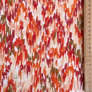 Viskóza POPLIN STRETCH Stroke orange digital print