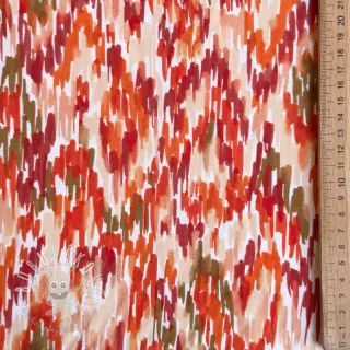 Viskóza POPLIN STRETCH Stroke orange digital print