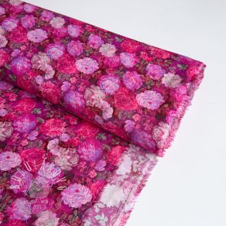 Viskóza RAYON POPLIN Flower sea design A