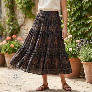 Viskóza RAYON POPLIN Dark barrock design A