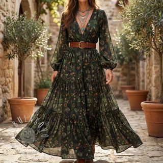 Viskóza RAYON POPLIN Dark barrock design B