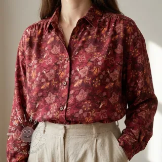 Viskóza RAYON POPLIN Dark barrock design C