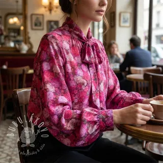 Viskóza RAYON POPLIN Flower sea design A