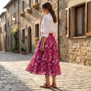 Viskóza RAYON POPLIN Flower sea design A