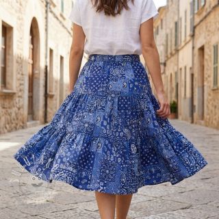 Bavlnená látka Farwest bleu