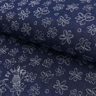 JEANS DENIM JACQUARD Flower dark blue