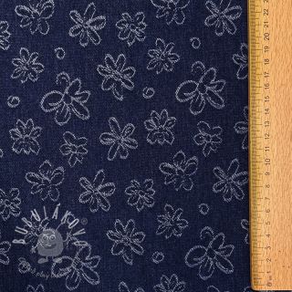 JEANS DENIM JACQUARD Flower dark blue
