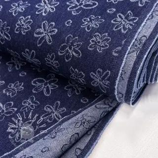 JEANS DENIM JACQUARD Flower dark blue
