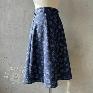 JEANS DENIM JACQUARD Flower dark blue