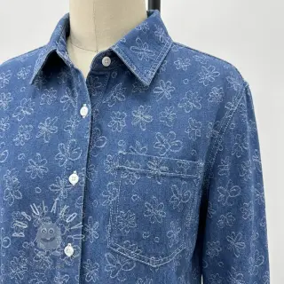 JEANS DENIM JACQUARD Flower dark jeans