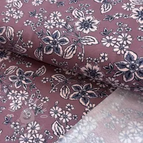 Teplákovina počesaná SOFT Flowers old blush