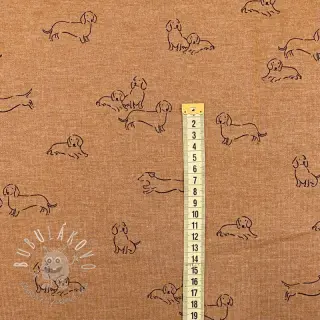 Teplákovina počesaná Dogs camel melange