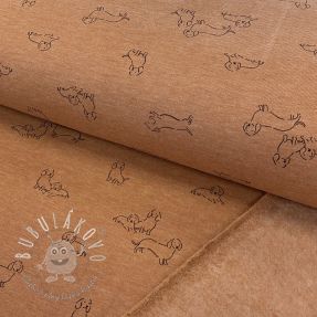 Teplákovina počesaná Dogs camel melange