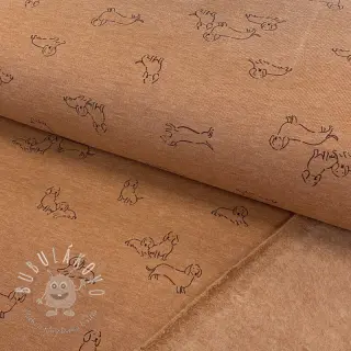 Teplákovina počesaná Dogs camel melange