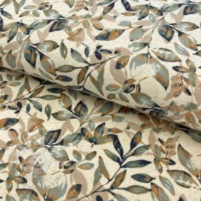 Úplet s ľanom Leaves old green ochre digital print