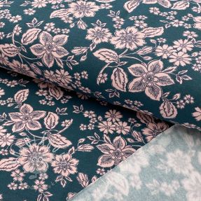 Teplákovina počesaná SOFT Flowers emerald