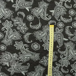 Teplákovina počesaná Paisley anthracite melange