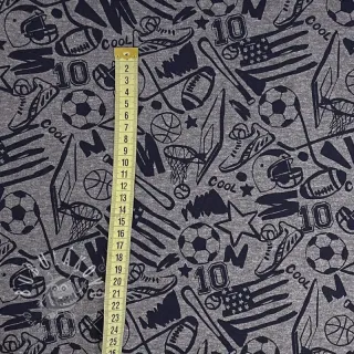 Teplákovina počesaná Sports grey melange