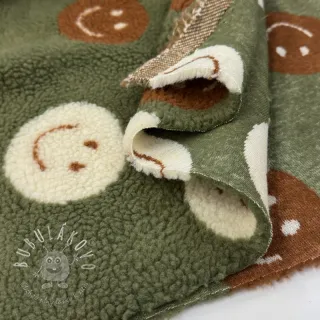 Kabátovina TEDDY JACQUARD Happy faces green
