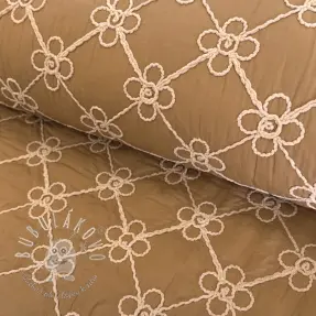 Prešívaná látka Flower design light brown