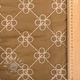 Prešívaná látka Flower design light brown