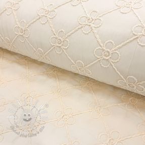 Prešívaná látka Flower design offwhite